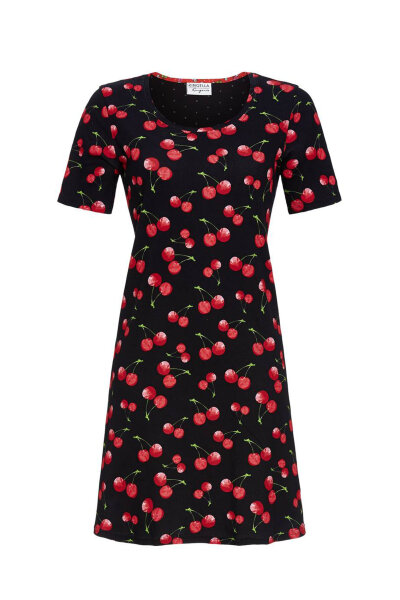 Ringella Damen Nachthemd 3261006 in Schwarz Kirschen Kurzarm Modal-36