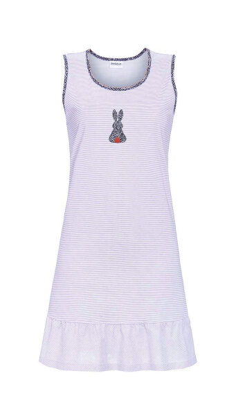 Ringella Damen Nachthemdohne Arm Taubenblau mit Hasen-Motiv -36