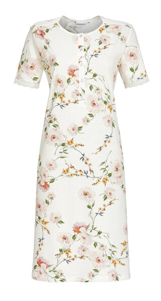 Ringella Damen Nachthemd 2211037 Natur Kurzer Arm  Knopfleiste  -38