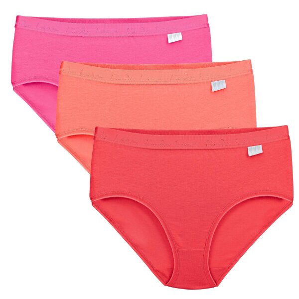Linda Loom Damen 3-er Set Hüft Slip Bunt Uni -Rot-L