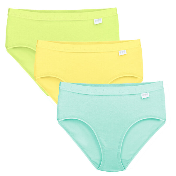 Linda Loom Damen 3-er Set Hüft Slip Bunt Uni -Gelb-M