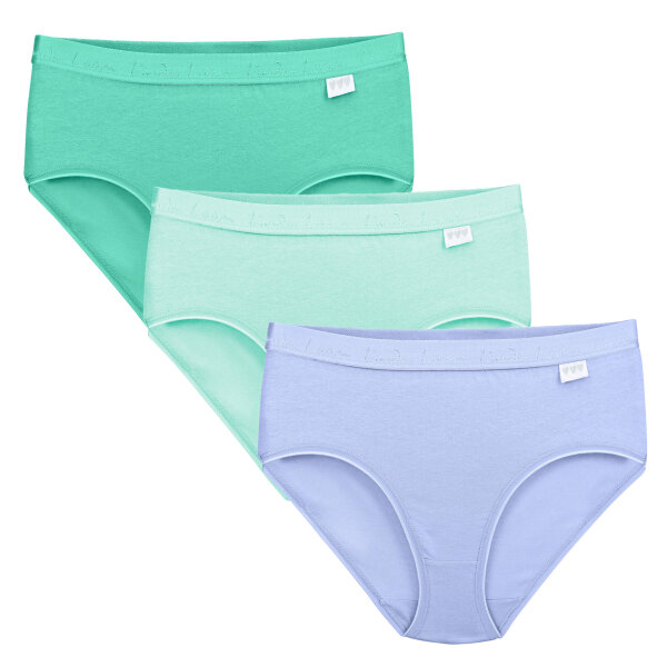 Linda Loom Damen 3-er Set Hüft Slip Bunt Uni -Blau-L