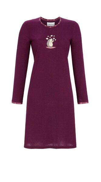 Ringella Damen Nachthemd 3511017 in Purple Wine Langarm Igel Motiv -36