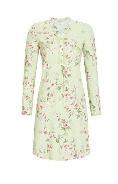 Ringella Damen Nachthemd 3561002 in Jade Langarm Knopfleiste -38