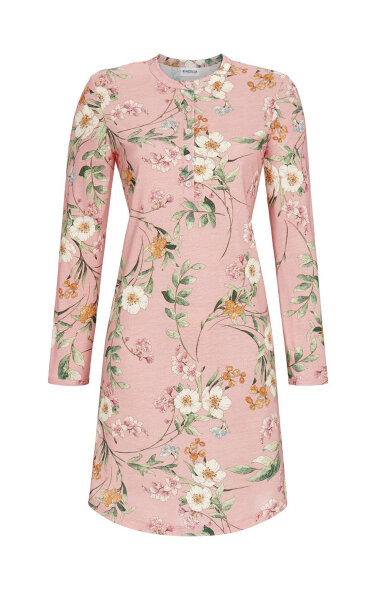 Ringella Damen Nachthemd Heavenly Pink Langarm Knopfleiste -50