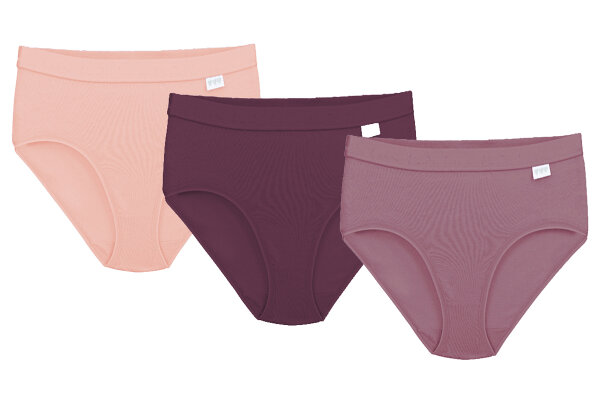 Linda Loom Damen 3-er Set Hüft Midi Slip Bunt Uni -mauv L