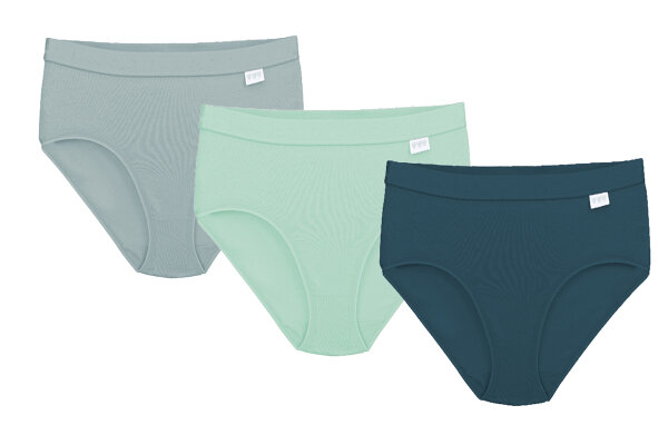 Linda Loom Damen 3-er Set Hüft Midi Slip Bunt Uni -petrol-XL
