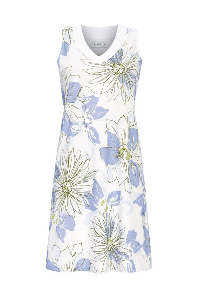 Ringella Damen Nachthemd ohne Arm blau V-Ausschnitt -38