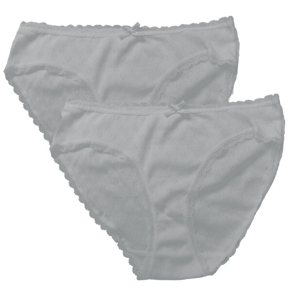 Linda Loom Damen 2-er Set Slip Uni  Ajourmuster -grau-44/46