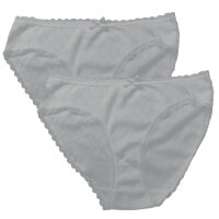 Linda Loom Damen 2-er Set Slip Uni  Ajourmuster -grau-44/46