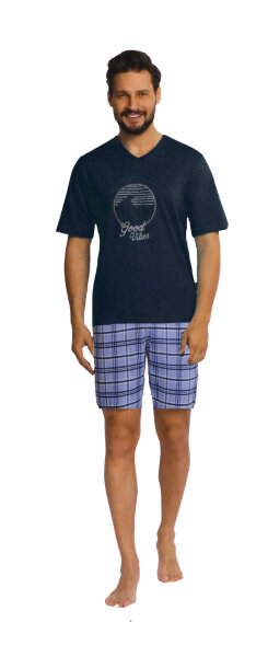 Comte Herren Schlafanzug Shorty Marine