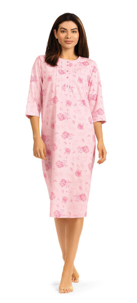 Comtessa Damen Nachthemd Halbarm Knopfleiste Rosa