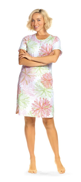 Ascafa Damen Nachthemd Kurzarm Knopfleiste Lindgrün