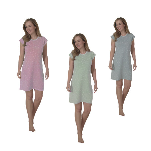 Moonline Damen Nachthemd kurzer Arm
