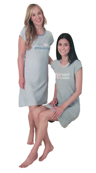 Moonline Damen 2-er Set Nachthemd kurzer Arm
