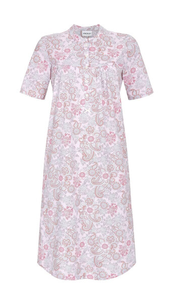 Ringella Damen Nachthemd 3211049 in Rosa Kurzarm Knopfleiste