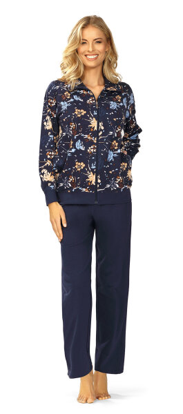 Ascafa Damen Sweat Hausanzug Nachtblau Reißverschluss