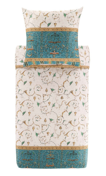 Bassetti Mako Satin Bettwäsche Oplontis V2 Grün 135x200 + 80x80 cm