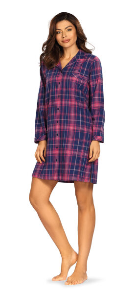 Comtessa Damen Flanell Nachthemd Knopfleiste in Navy