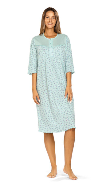 Comtessa Damen Nachtemd 251216 Halbarm Knopfleiste Mint