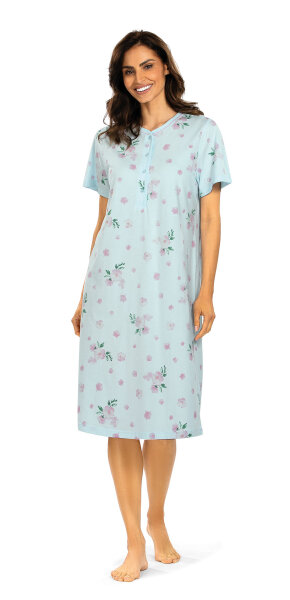 Comtessa Damen Nachtemd 251229 Kurzarm Knopfleiste Bleu 44
