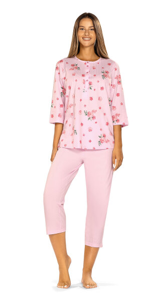 Comtessa Damen Schlafanzug Halbarm 7-8 Hose Rosa
