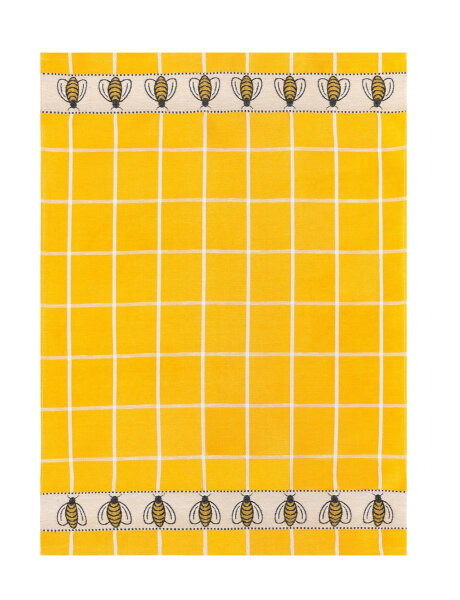 Kracht Geschirrtuch Halbleinen Bienen in Gelb 50x70 cm