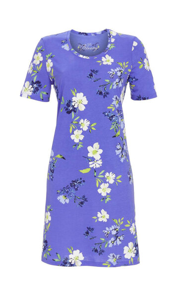 Ringella Damen Nachthemd Kurzarm Baumwolle Modal Bloomy Blau