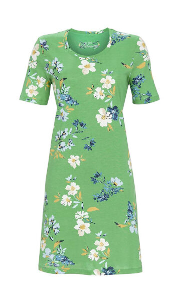Ringella Damen Nachthemd Kurzarm Baumwolle Modal Bloomy Grün