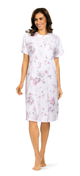 Comtessa Damen Nachtemd Kurzarm Knopfleiste Rose