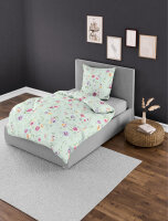 Bierbaum Seersucker Bettwäsche Lind Blumen 135x200+ 80x80 cm