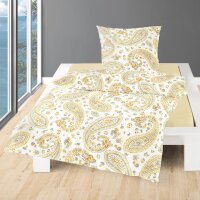Bierbaum Seersucker Bettwäsche Gelb Paisley 155x220+ 80x80 cm