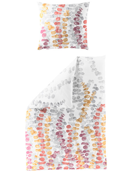 Bierbaum Mako Satin Bettwäsche Rot Eukalypthus Blätter