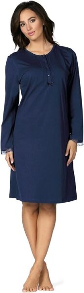 Comtessa Nachthemd Damen langer Arm Marine 36 38