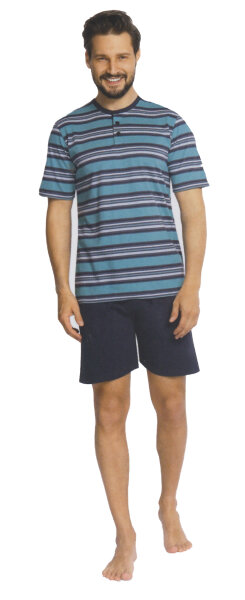 Comte Herren Schlafanzug Shorty Denim Knopfleiste -52