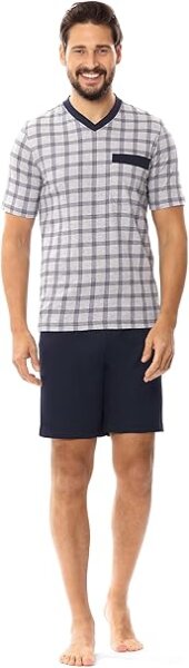 Comte Herren Schlafanzug Shorty Grau Gr. M 48 50
