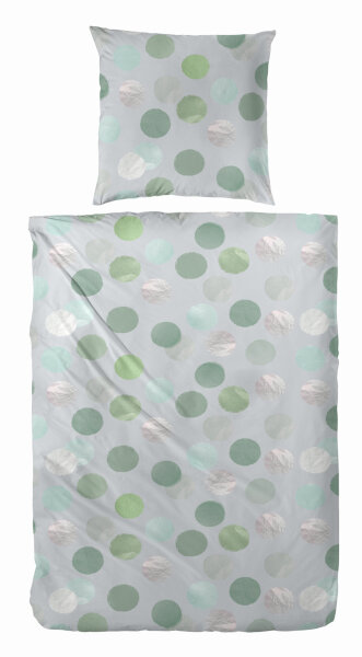 Primera Renforce Bettwäsche Punkte Grün Grau