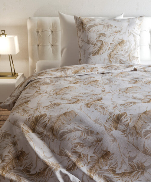 Heckett Lane Biber Flanell Bettwäsche 135x200 Rosel Gold Beige