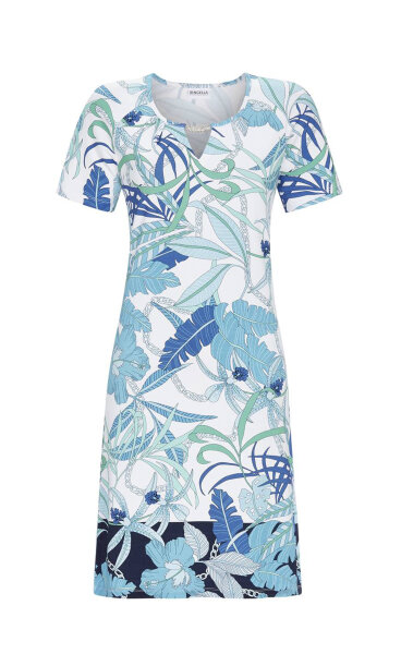 Ringella Damen Sommer Kleid Kurzarm Türkis Floral Gr. 38 S Muster