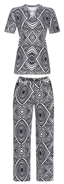 Ringella Damen Schlafanzug Kurzarm Dark Navy Bloomy 44