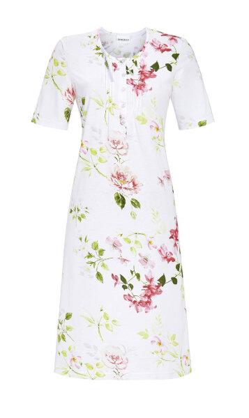 Ringella Damen Nachthemd Pink Fuchsia Kurzarm Knopfleiste -38