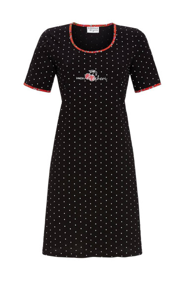 Ringella Damen Nachthemd kurzer Arm Schwarz Gr. 38 S Muster