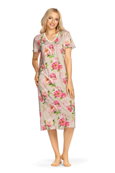 Comtessa Ascafa Damen Nachthemd kurzer Arm Taupe 48