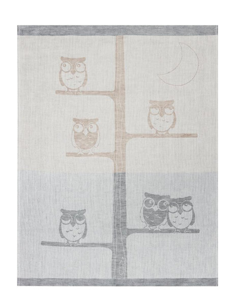 Kracht Geschirrtücher Halbleinen 50 x70 cm Eulen hell