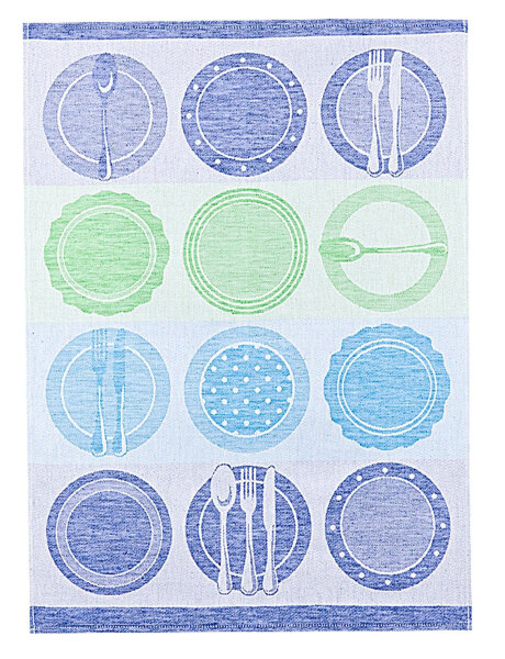 Kracht Geschirrtücher Halbleinen 50 x70 cm Teller blau