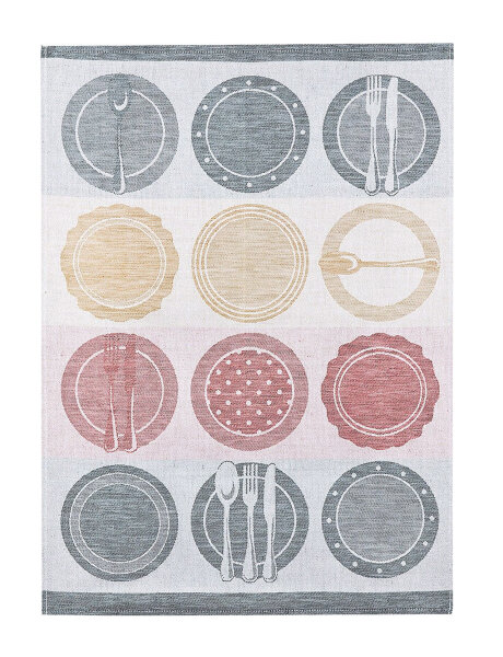 Kracht Geschirrtücher Halbleinen 50 x70 cm Teller grau