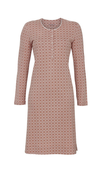 Ringella Damen Nachthemd Langarm Knopfleiste Teerose