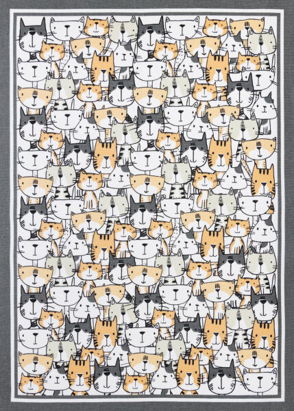 Kracht Geschirrtuch Halbleinen Katzen Kitcat 50x70 cm