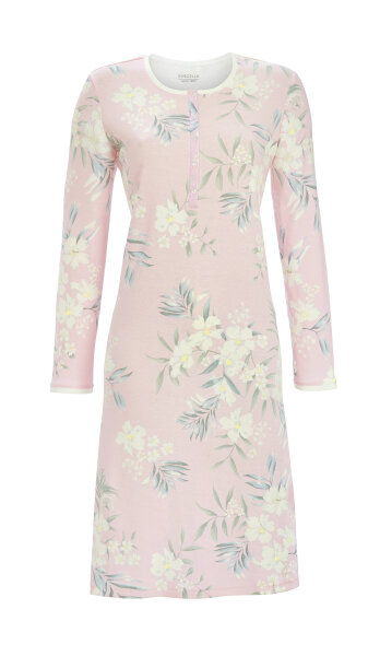 Ringella Damen Nachthemd Langarm Blumen Pastell-Rose