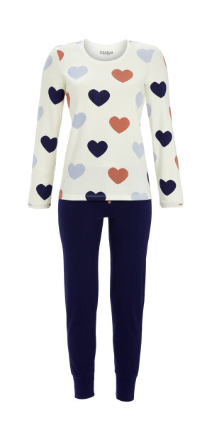 Ringella Damen Schlafanzug Langarm Herzen